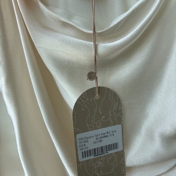 Meshki NWT Claudette Satib Drape Midi Dress in Ivory - Size M - Picture 7 of 11